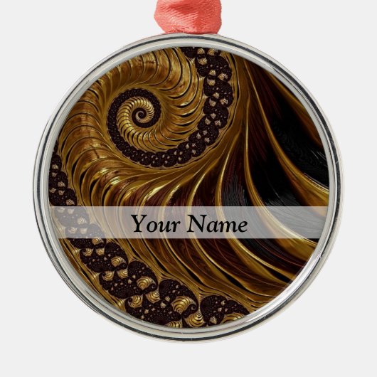Modernes braunes Fraktal Silbernes Ornament (Vorne)