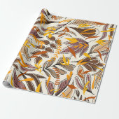 Modernes braunes Herbstlaub-Illustrationsmuster Geschenkpapier (Ungerollt)