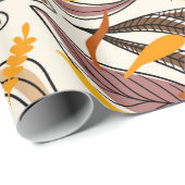 Modernes braunes Herbstlaub-Illustrationsmuster Geschenkpapier (Rolleneckpunkt)