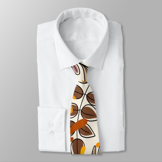 Modernes braunes Herbstlaub-Illustrationsmuster Krawatte (Gebunden)
