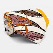 Modernes braunes Herbstlaub-Illustrationsmuster Krawatte (Gerollt)