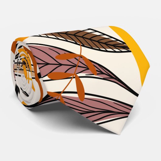 Modernes braunes Herbstlaub-Illustrationsmuster Krawatte (Gerollt)