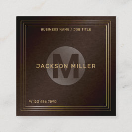 Modernes, braunes Monogramm Beruflich Quadratische Visitenkarte