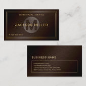 Modernes, braunes Monogramm Beruflich Visitenkarte (Vorne/Hinten)