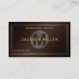 Modernes, braunes Monogramm Beruflich Visitenkarte