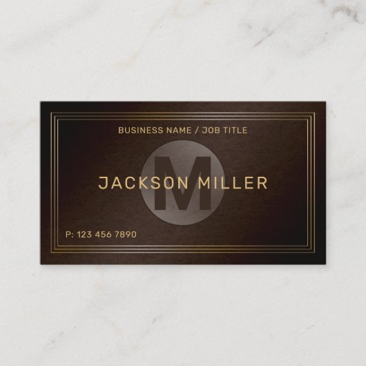 Modernes, braunes Monogramm Beruflich Visitenkarte (Vorderseite)