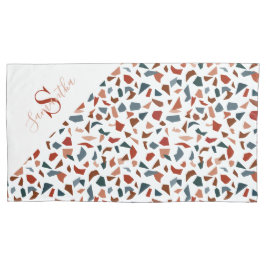 Modernes braunes Muster-Monogramm Kissenbezug