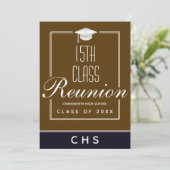 Modernes, braunes Schwarz 15. Klasse Wiedersehen Einladung (Stehend Vorderseite)