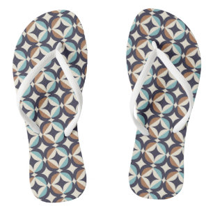 Modernes braunes und Aquamarines Muster des Mittel Badesandalen