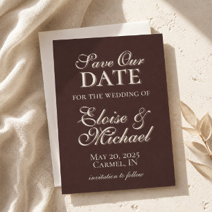 Modernes braunes vertikales Foto Save the Date