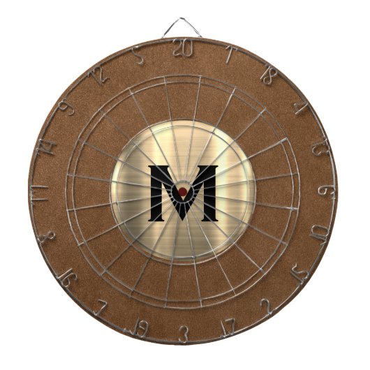Modernes braunes Wildleder-Monogramm Dartscheibe (vorne)