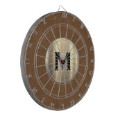 Modernes braunes Wildleder-Monogramm Dartscheibe (Vorderseite Links)