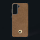 Modernes braunes Wildleder-Monogramm Samsung Galaxy Hülle<br><div class="desc">Das mit Monogramm Handy-Gehäuse ist modern mit goldfarbenem,  gebürstetem Metallsilber und einem braunen Wildleder-Logo.</div>