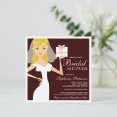 Modernes Braut-Brautparty-Rosa u. Brown-Einladung Einladung (Stehend Vorderseite)