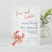Modernes Brautparty an der Liebe und der Hummerküs Einladung (Stehend Vorderseite)