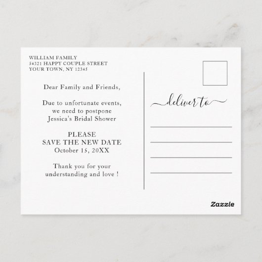 Modernes Brautparty aus Blauem Marmor verschoben Postkarte (Rückseite)