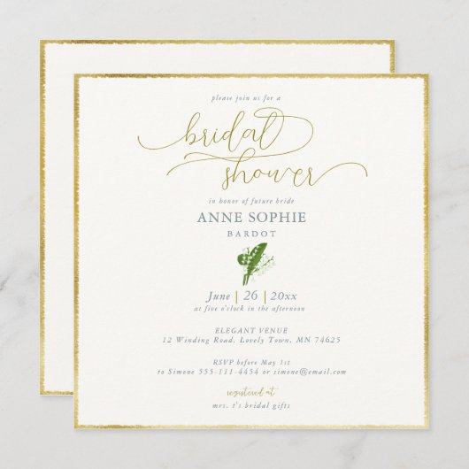 Modernes Brautparty aus dem Floral Lily Valley Einladung (Vorne/Hinten)