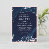 Modernes Brautparty aus Marmor und Rot Einladung (Stehend Vorderseite)