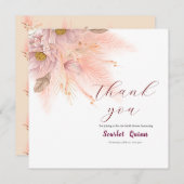 Modernes Brautparty aus rosa Pampelgras Dankeskarte (Vorne/Hinten)