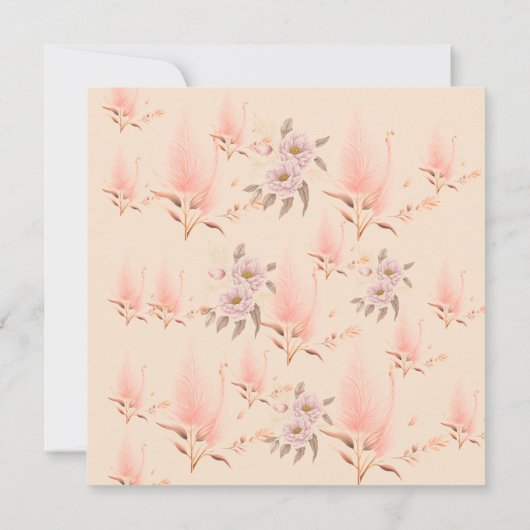 Modernes Brautparty aus rosa Pampelgras Dankeskarte (Rückseite)