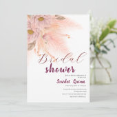 Modernes Brautparty aus rosa Pampelgras Einladung (Stehend Vorderseite)