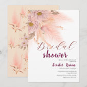 Modernes Brautparty aus rosa Pampelgras Einladung (Vorne/Hinten)
