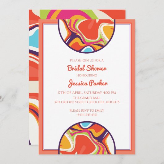 Modernes Brautparty aus schweißem Marmor Einladung (Vorne/Hinten)