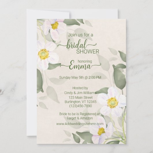 Modernes Brautparty aus weißer Blume Save The Date (Vorderseite)