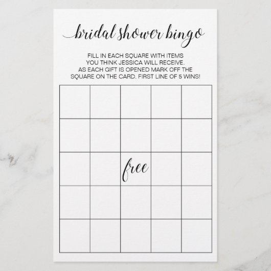 Modernes Brautparty Bingo Game Flyer (Vorne)