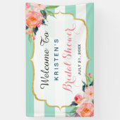 Modernes Brautparty Blumenzwiebeln Grüne Streifen Banner (Vertikal)