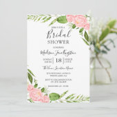 Modernes Brautparty Blush Floral Einladung (Stehend Vorderseite)