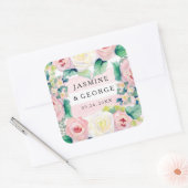 MODERNES Brautparty Chic Wide Stripes w Rose Quadratischer Aufkleber (Umschlag)