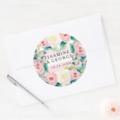 MODERNES Brautparty Chic Wide Stripes w Rose Runder Aufkleber (Umschlag)