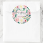 MODERNES Brautparty Chic Wide Stripes w Rose Runder Aufkleber (Tasche)