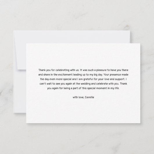 Modernes Brautparty Danke Karte (Rückseite)