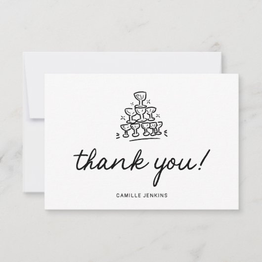 Modernes Brautparty Danke Karte (Vorderseite)