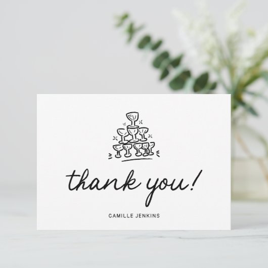 Modernes Brautparty Danke Karte (Stehend Vorderseite)