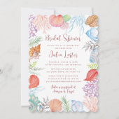 Modernes Brautparty der Blue Sea Muschel Beach Einladung (Vorderseite)