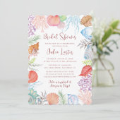 Modernes Brautparty der Blue Sea Muschel Beach Einladung (Stehend Vorderseite)