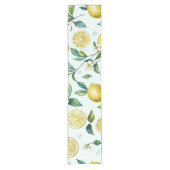 Modernes Brautparty der gelben Zitronenblumenschri Kurzer Tischläufer (Vorderseite)