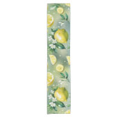 Modernes Brautparty der gelben Zitronenblumenschri Kurzer Tischläufer (Vorderseite)
