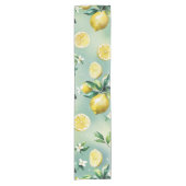 Modernes Brautparty der gelben Zitronenblumenschri Kurzer Tischläufer (Vorderseite)