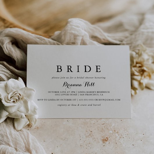 Modernes Brautparty der Kalligraphie Einladung