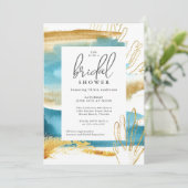 Modernes Brautparty der Wasserfarbenküste Einladung (Stehend Vorderseite)