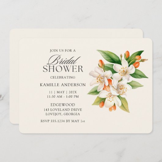 Modernes Brautparty für Blume in Wasserfarben Einladung (Vorne/Hinten)