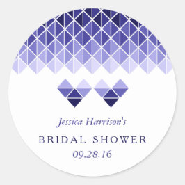 Modernes Brautparty für die Liebe mit blauer Geome Runder Aufkleber