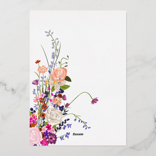 Modernes Brautparty für Fallwild-Blume Folieneinladung (Rückseite)