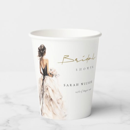 Modernes Brautparty für Hochzeitsfeiern Pappbecher (Rückseite)