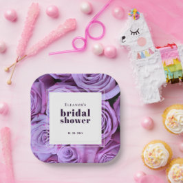 Modernes Brautparty für Minimalistische Lila Rose Pappteller