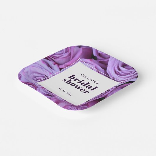Modernes Brautparty für Minimalistische Lila Rose Pappteller (Gewinkelt)